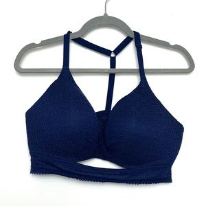 Victoria’s Secret Navy Lace Padded Racerback Longline Bralette 38D